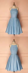 Cute Short Blue Prom Dress, Cute Homecoming Dress, Blue Bridesmaid Dress, 3243