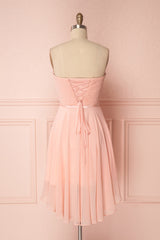 Peach Sweetheart Twist-Front Short Bridesmaid Dress