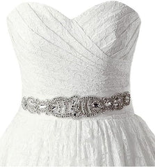 A-line Sweetheart Floor Length Lace Wedding Dresses