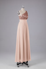 Beautiful  Sequins One-Shoulder Bridesmaid Dress with Pockets