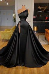 Sexy Black Beadings Prom Dress Long With Split On Sale