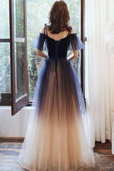 Blue Spaghetti Straps Long Princess Pretty Prom Dresses For Girls