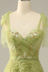Light Green A-Line Prom Dress With Embroidery