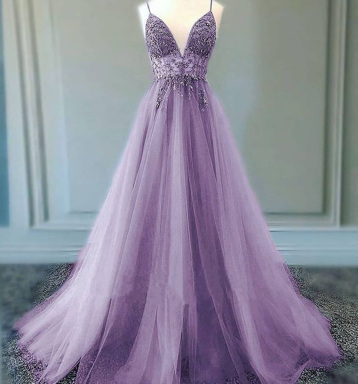 A line Lilac Long Prom Dresses Party Evening Gowns
