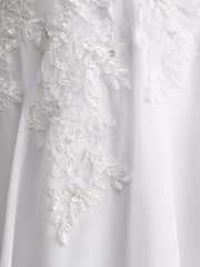 Appliques V-Neck Lace-Up Chiffon Wedding Dresses