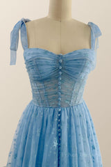 Blue Corset Tulle A-line Princess Gown