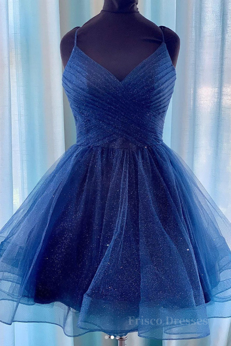 Blue tulle short prom dress blue tulle homecoming dress