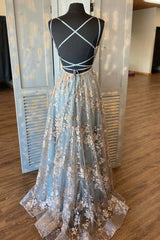 Cute Tulle Sequins Long A Line Prom Dress, Evening Dress