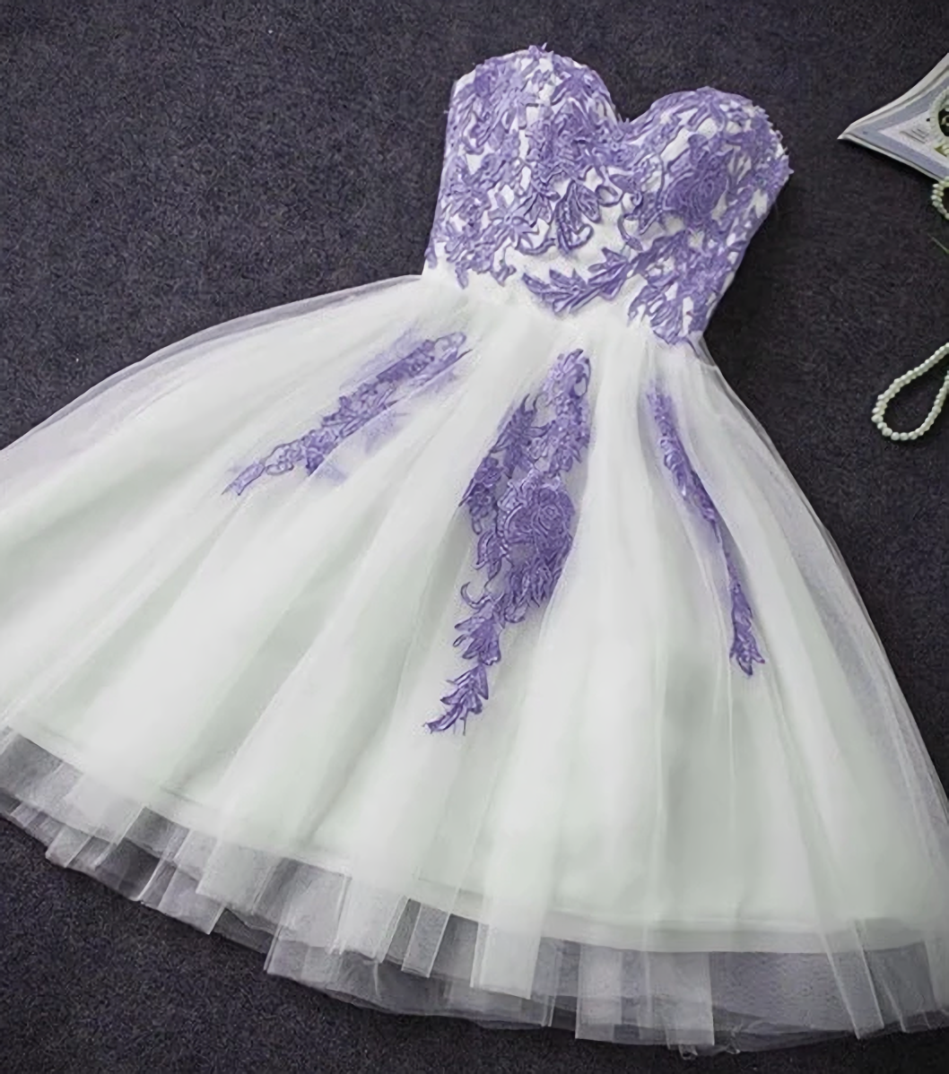 Cute Simple Tulle With Lace Applique Short Homecoming Party Dress, Lovely Formal Dress 2024