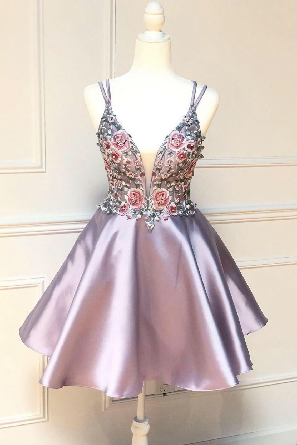 Shot Pink Homecoming Dress, With Floral Embroidery Homecoming Dress 2024