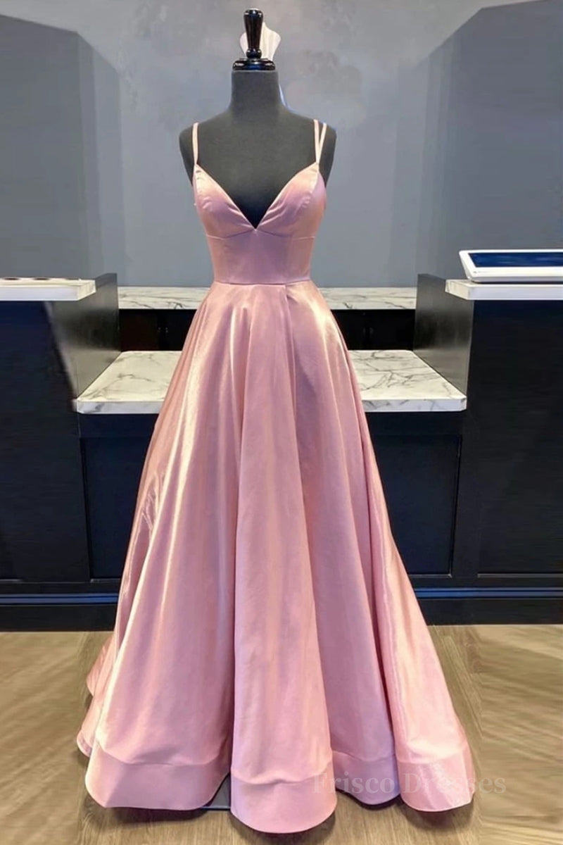 Custom Made V Neck Backless Pink Prom Dress, Backless Pink Formal Dress, Simple Pink Evening Dress