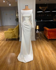 Stunning White Long Sleeve Prom Dress