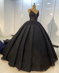 Black Lace Ball Gown Dresses For Wedding Prom Evening Gown