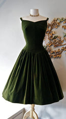 1950S Vintage Prom Dress, Dark Green Homecoming Dress