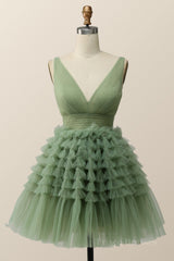 Empire Green Tulle A-line Party Dress