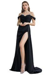 Engerla Sexy High Slit Mermaid Evening Dress Off The Shoulder Shower Party Dress Pageant Celebrity Gown