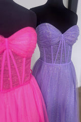Glitter Sweetheart Sheer Corset A-Line Long Prom Dress