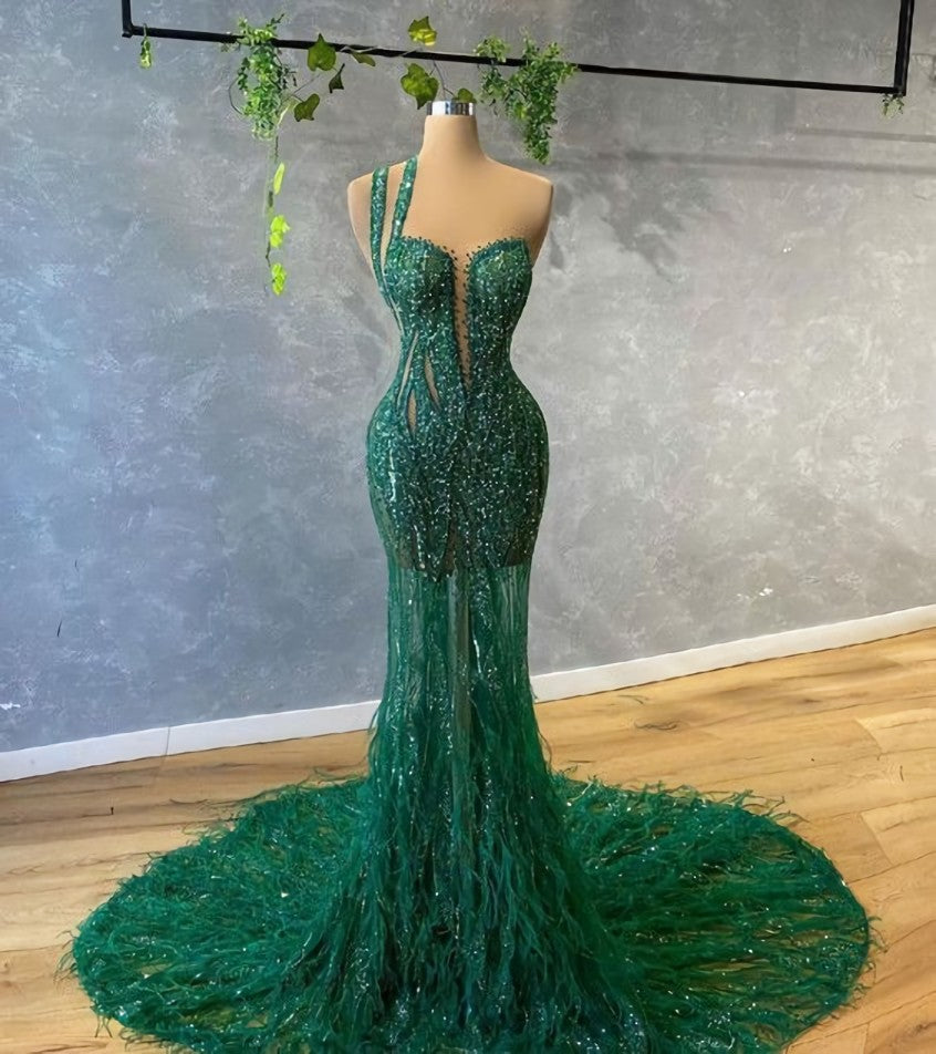 Green mermaid prom dresses evening gowns