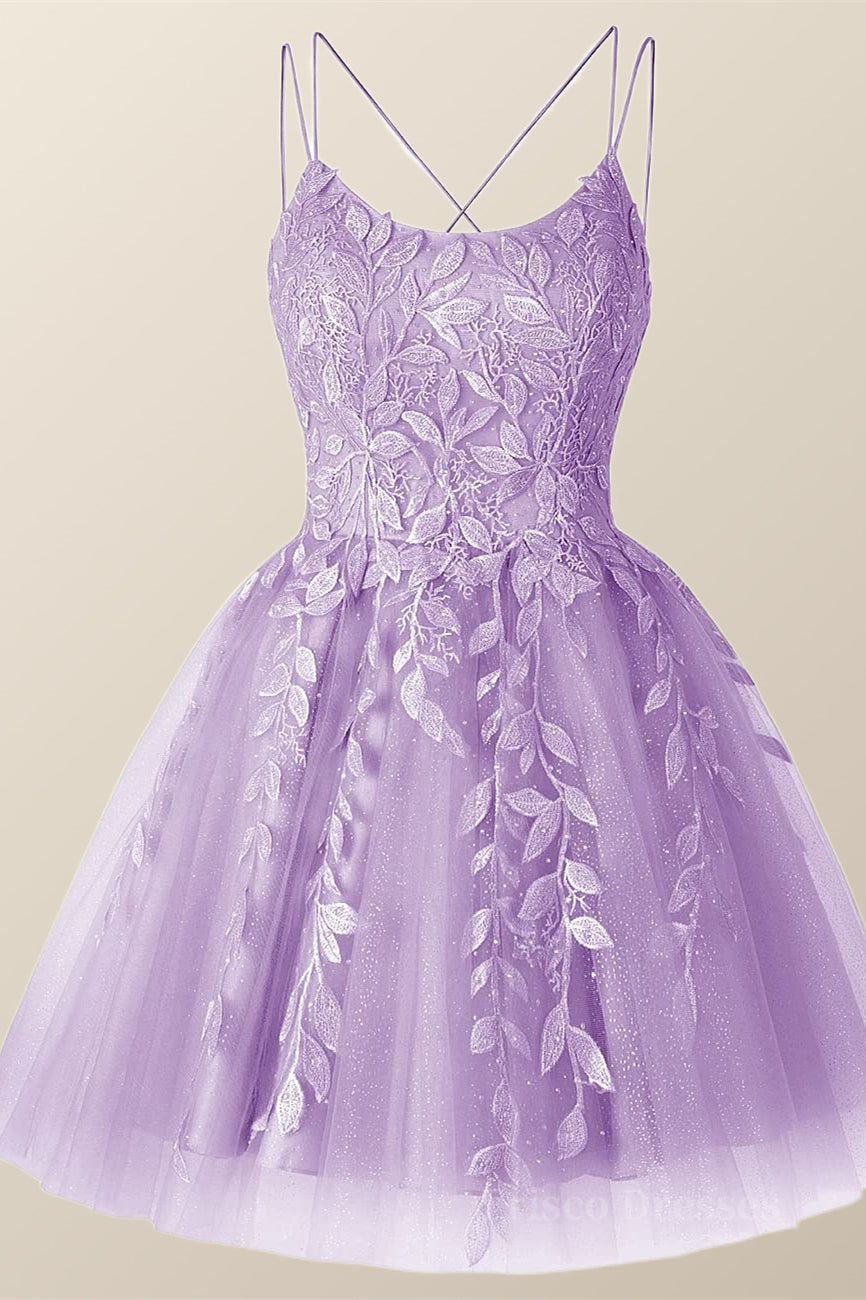 Lavender Appliques A-line Short Princess Dress