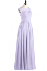 Lavender Illusion Scoop Chiffon Long Bridesmaid Dress