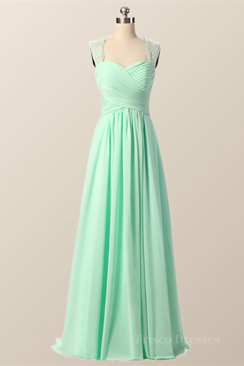 Mint Green Pleated Chiffon Long Bridesmaid Dress