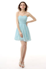 Mint Green Pleated Lace Short Homecoming Dresses