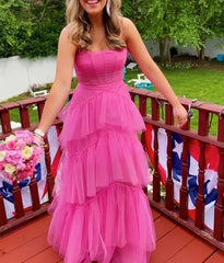 Pink prom dress Evening Gown Long Prom Dresses