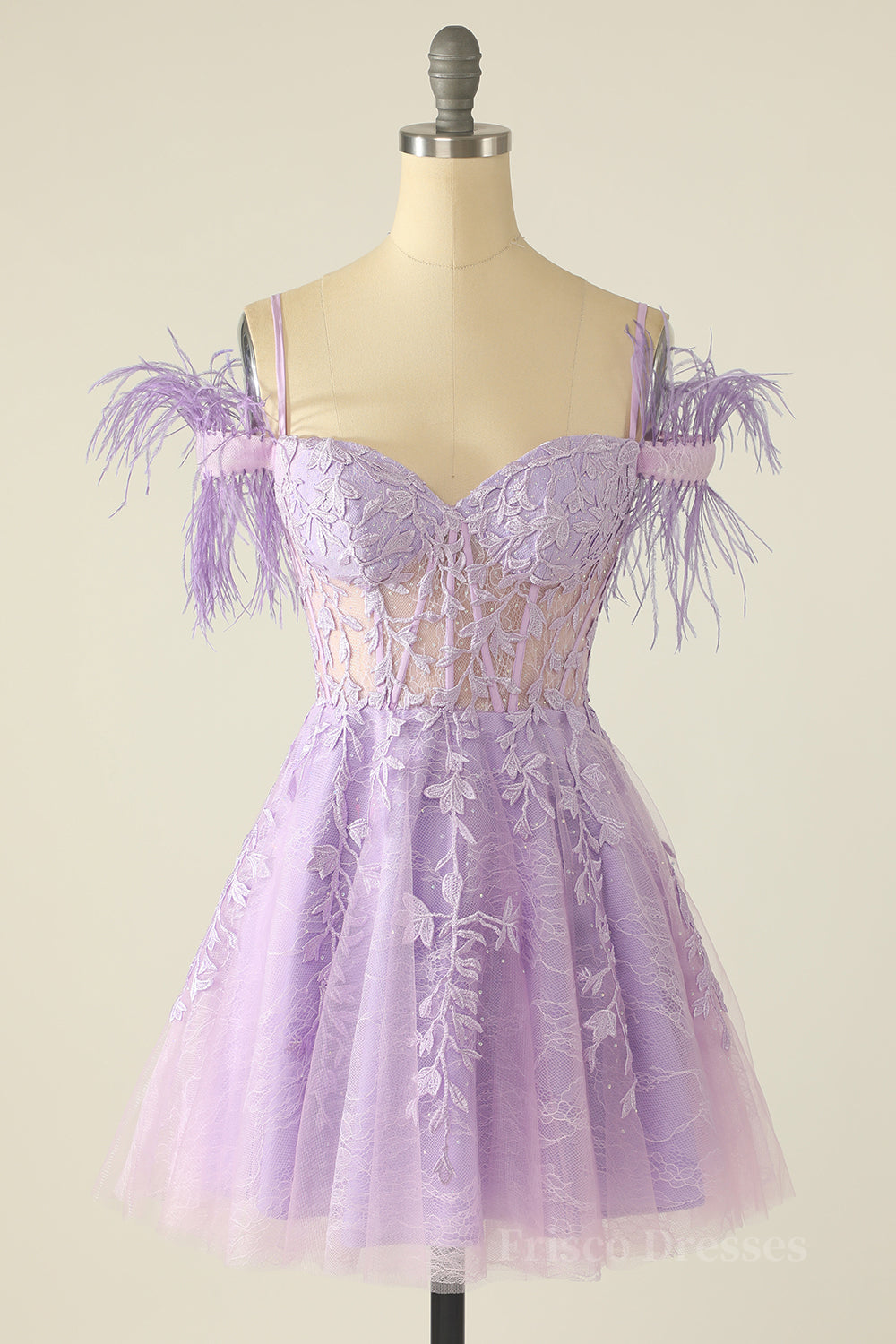 Princess Lavender Lace Short A-line Homecoming Dress