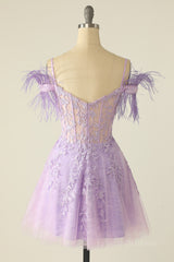 Princess Lavender Lace Short A-line Homecoming Dress
