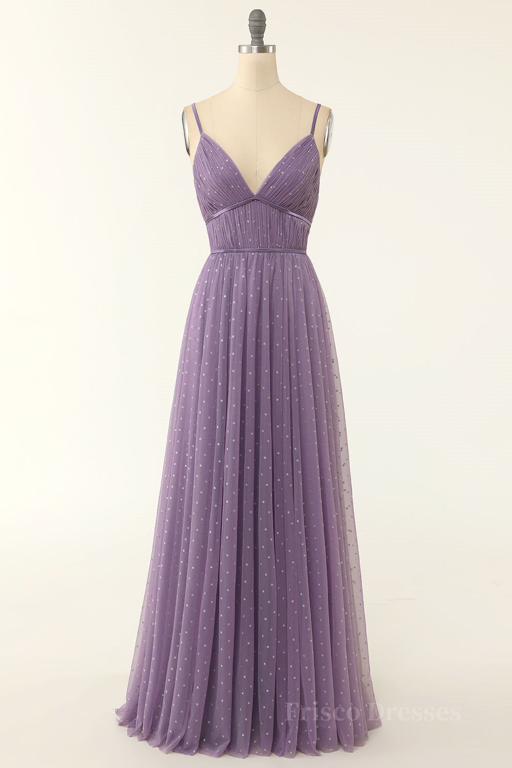 Purple Empire Straps A-line Long Formal Dress