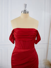Sheath Charmeuse Off-the-Shoulder Pleated Corset Short/Mini Dress