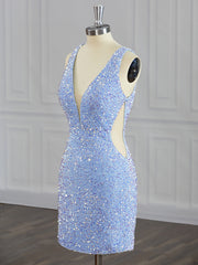 Sheath V-neck Sequin Short/Mini Velvet Sequins Dress