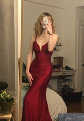 Spaghetti Straps Mermaid Long Prom Dress