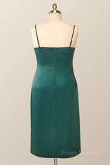 Straps Cowl Neck Green Midi Dress