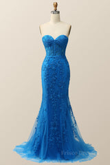 Sweetheart Blue Lace Mermaid Dress
