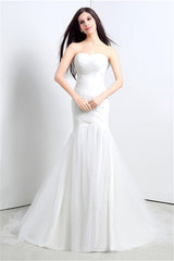 Sweetheart Off The Shoulder Pleated Simple Wedding Dresses